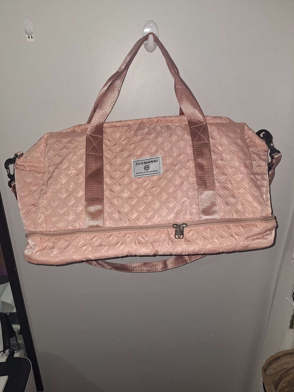 The NEW Boutique Quilted Blush Travel Duffel Bag NWOT
